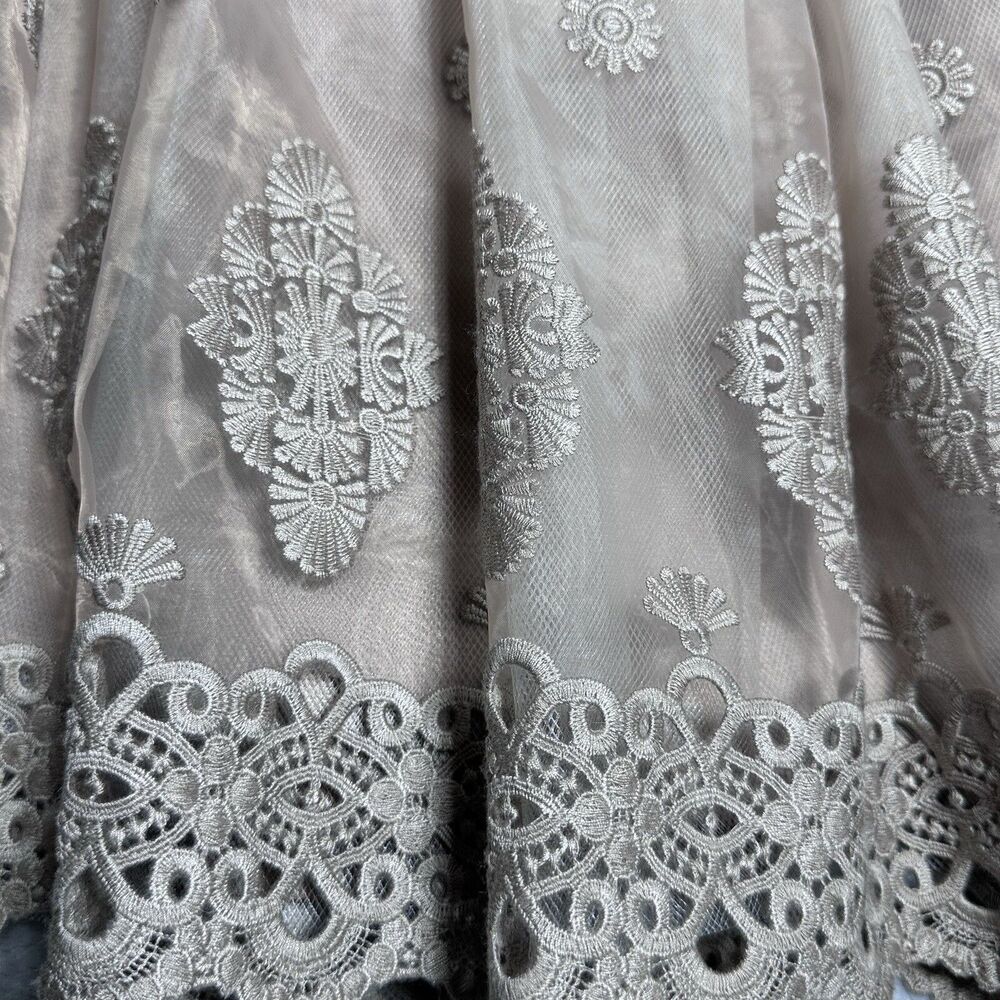 Bebe Embroidered Circle Skirt Size 4 Lace Overlay Ballet Fairy Cottagecore NWT - Picture 4 of 14